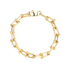 Exaggerated hip-hop U-shaped bracelet with stitching chain gold and silver titanium steel jewelry